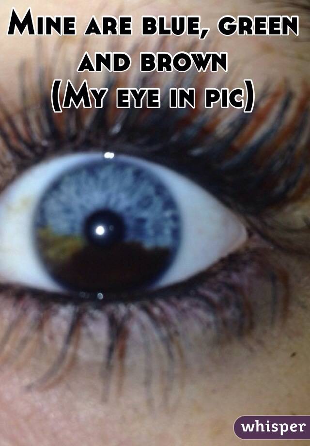 Mine are blue, green and brown
(My eye in pic)