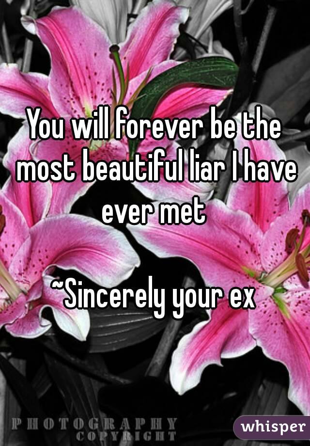 You will forever be the most beautiful liar I have ever met 

~Sincerely your ex