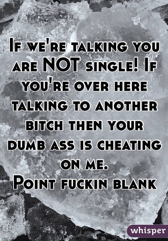 If we're talking you are NOT single! If you're over here talking to another bitch then your dumb ass is cheating on me. 
Point fuckin blank 