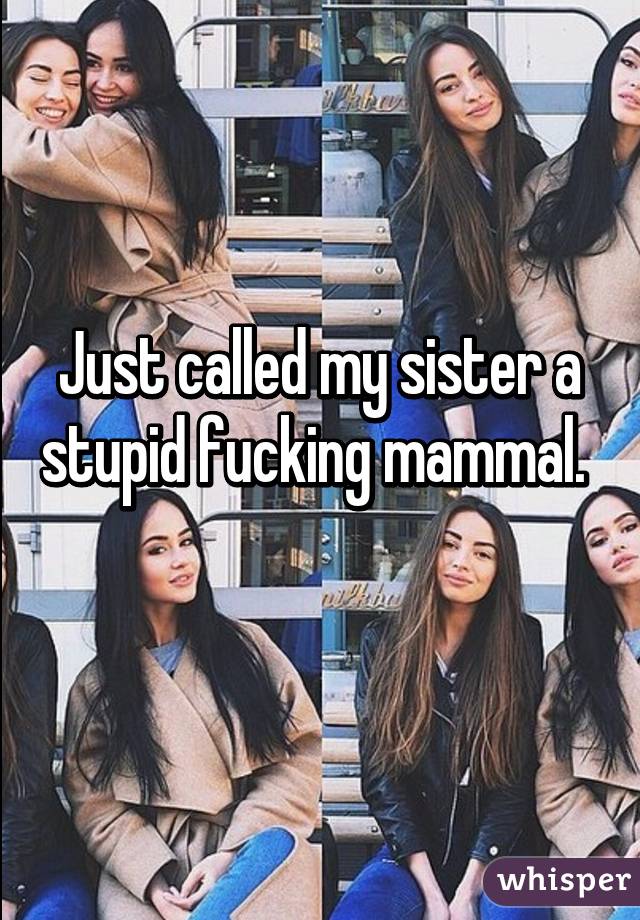 Just called my sister a stupid fucking mammal. 
