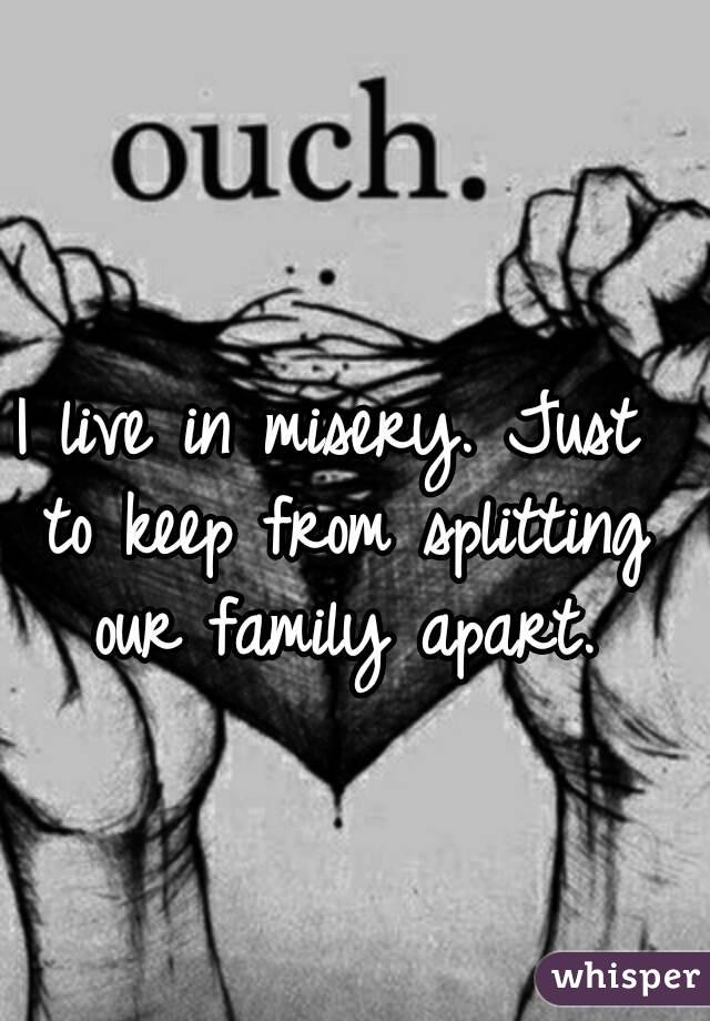 I live in misery. Just to keep from splitting our family apart.