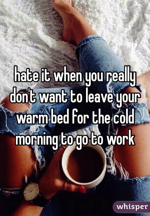 hate it when you really don't want to leave your warm bed for the cold morning to go to work