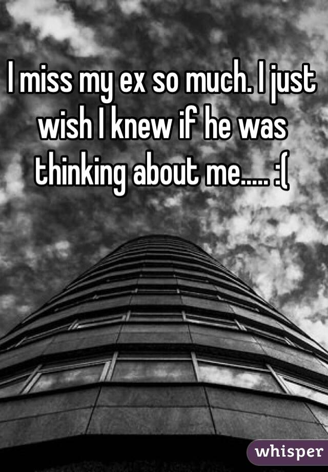 I miss my ex so much. I just wish I knew if he was thinking about me..... :(