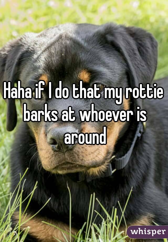 Haha if I do that my rottie barks at whoever is around