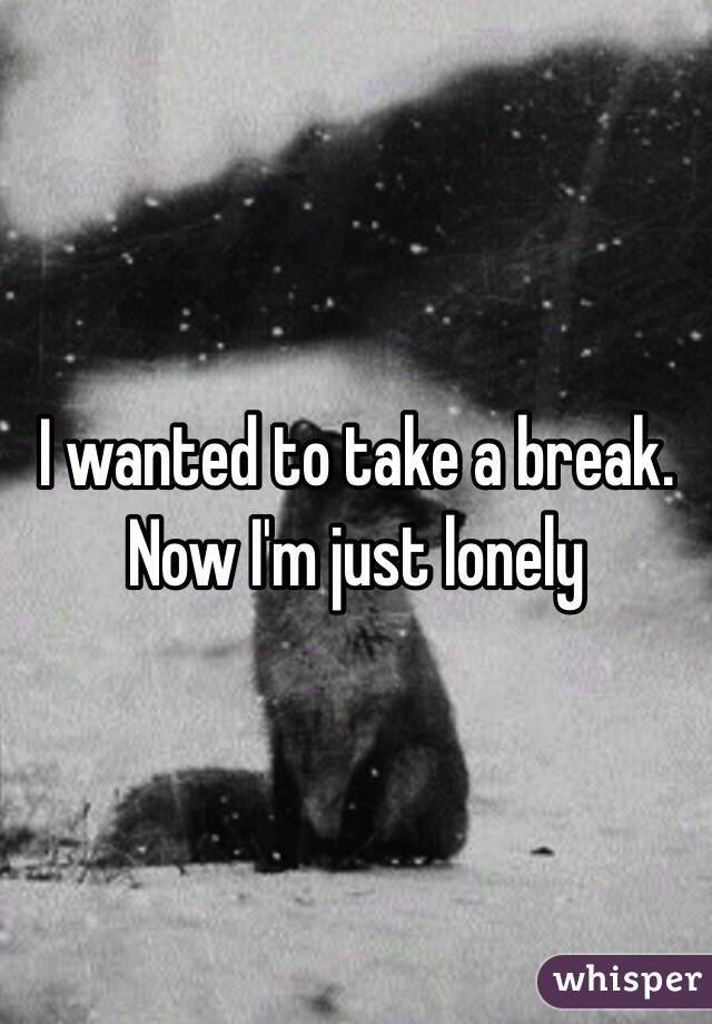 I wanted to take a break. Now I'm just lonely 