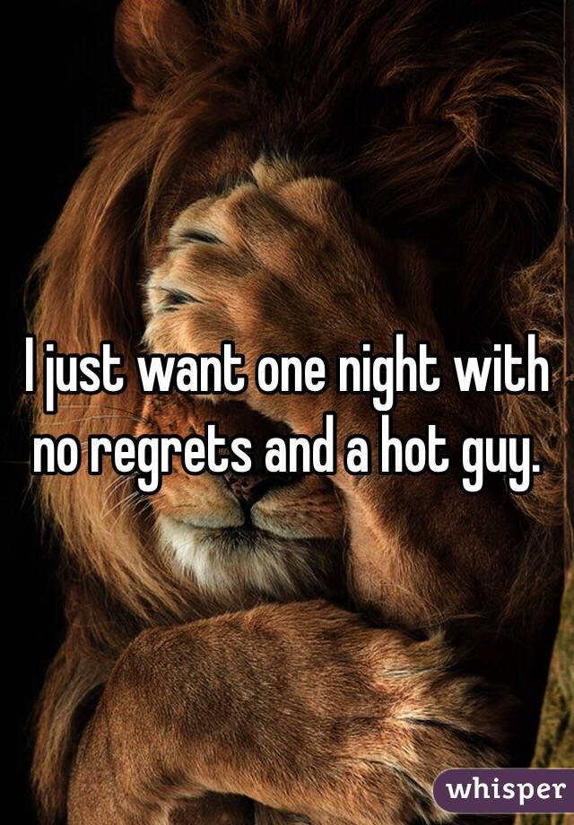 I just want one night with no regrets and a hot guy. 