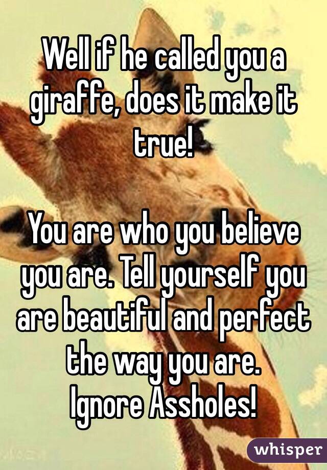 Well if he called you a giraffe, does it make it true!

You are who you believe you are. Tell yourself you are beautiful and perfect the way you are. 
Ignore Assholes!