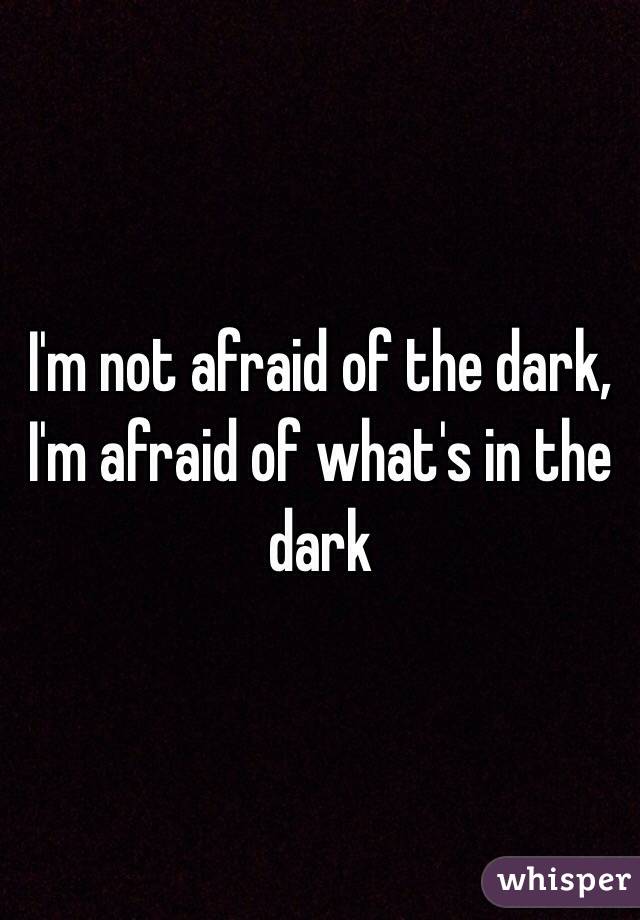 I'm not afraid of the dark, I'm afraid of what's in the dark