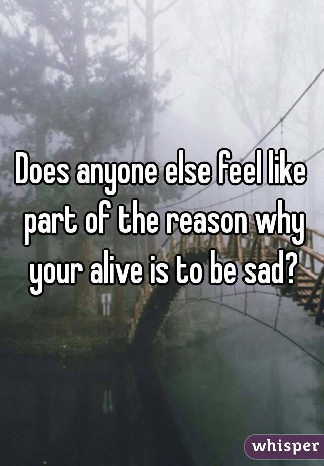 Does anyone else feel like part of the reason why your alive is to be sad?
