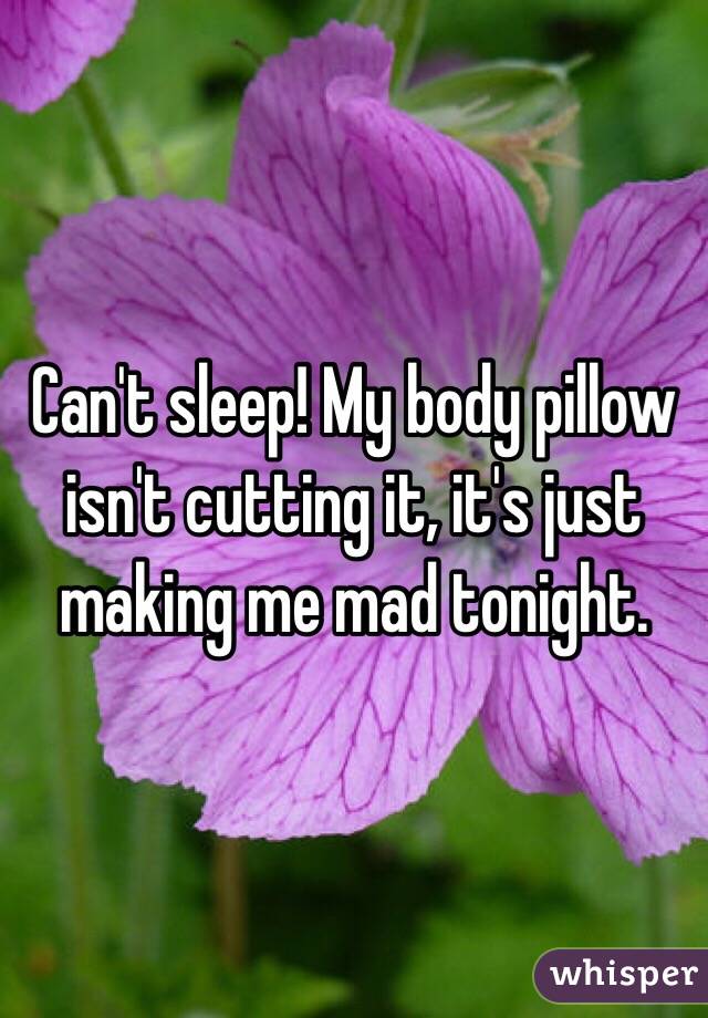 Can't sleep! My body pillow isn't cutting it, it's just making me mad tonight. 