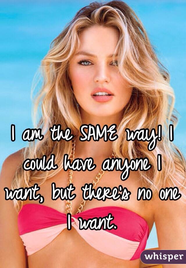 I am the SAME way! I could have anyone I want, but there's no one I want.