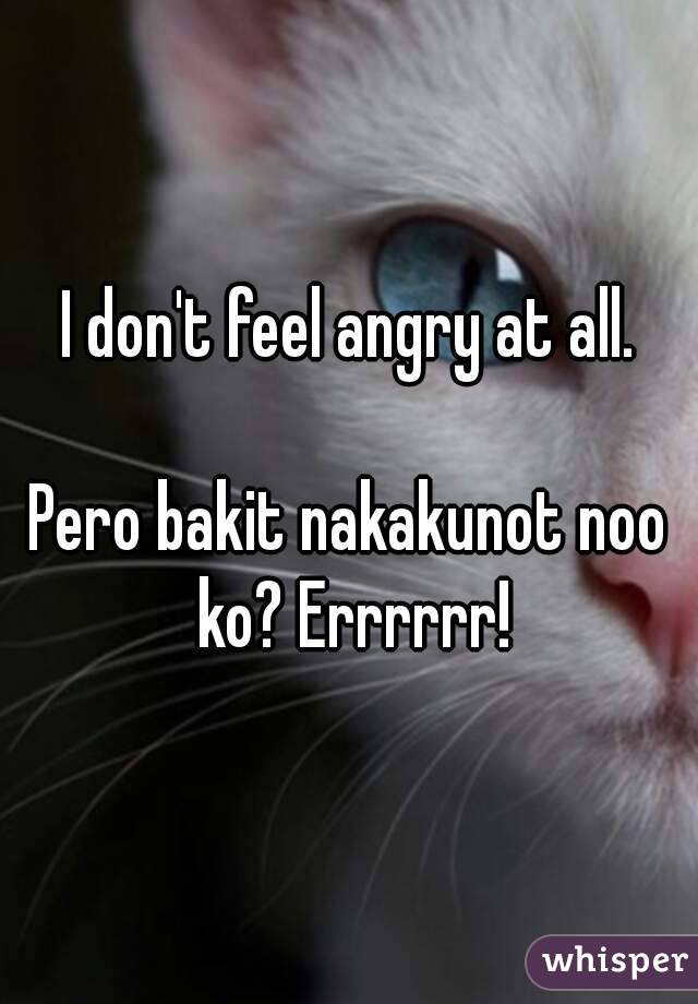 I don't feel angry at all.

Pero bakit nakakunot noo ko? Errrrrr!