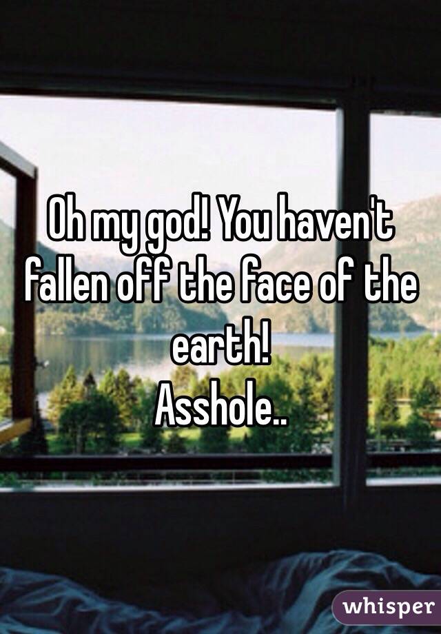 Oh my god! You haven't fallen off the face of the earth!
Asshole.. 