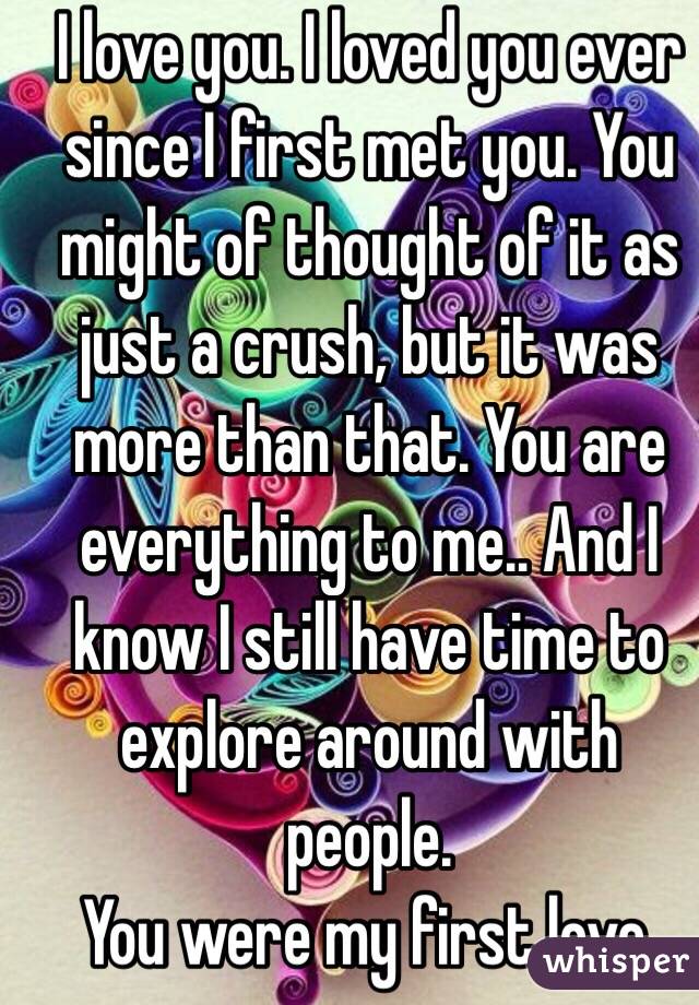 I love you. I loved you ever since I first met you. You might of thought of it as just a crush, but it was more than that. You are everything to me.. And I know I still have time to explore around with people. 
You were my first love.