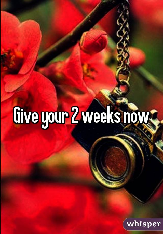 Give your 2 weeks now