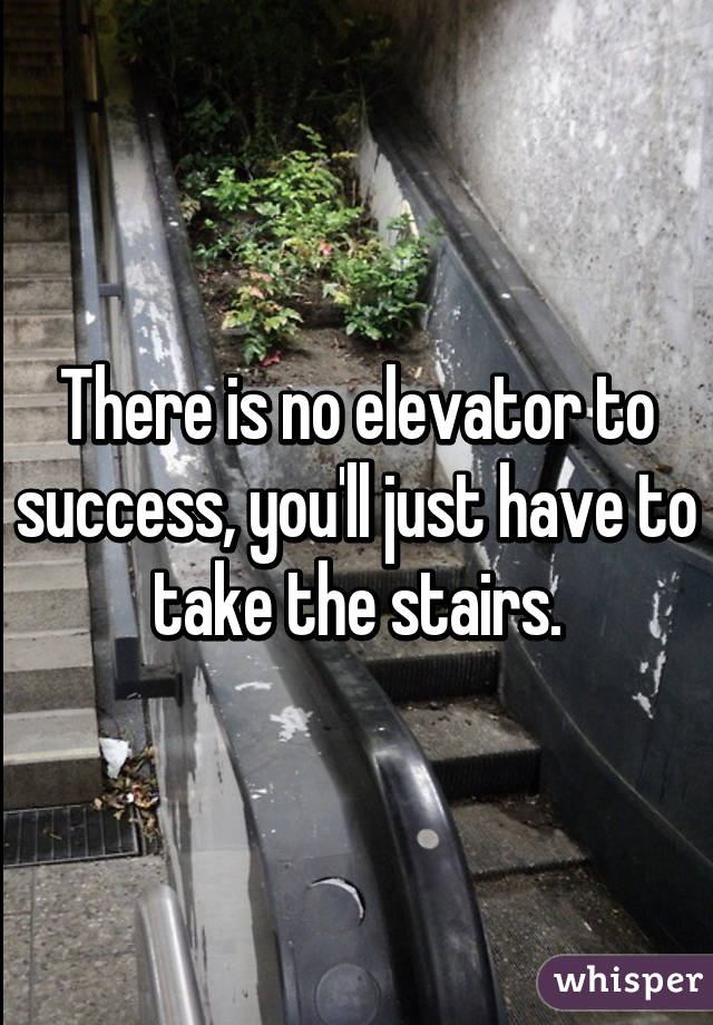 There is no elevator to success, you'll just have to take the stairs.