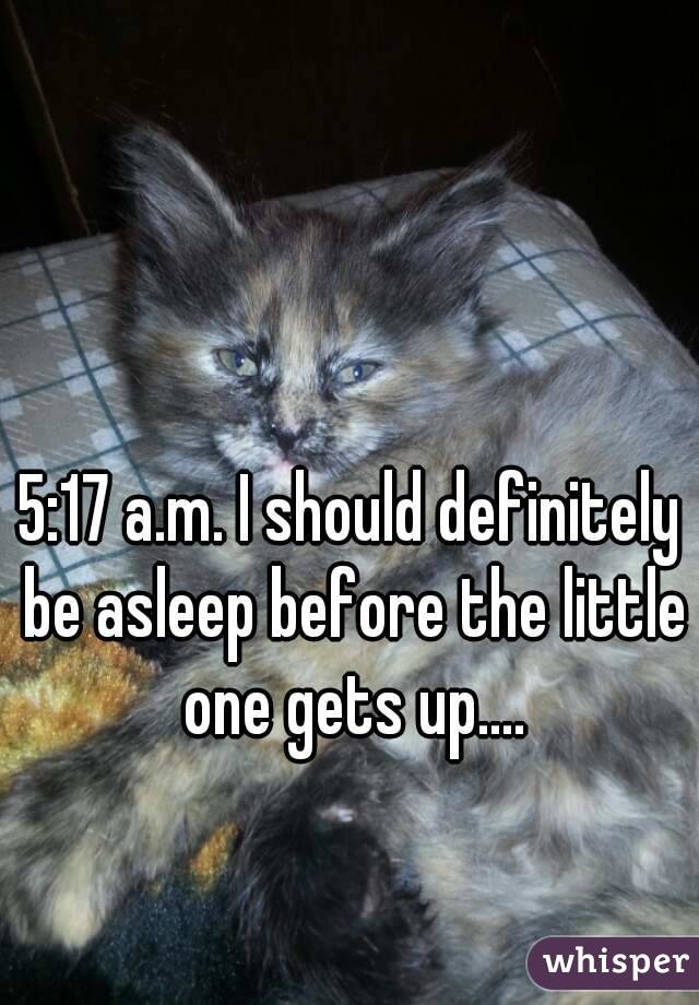 5:17 a.m. I should definitely be asleep before the little one gets up....