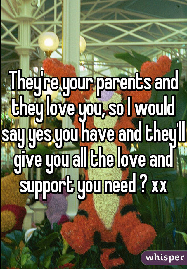 They're your parents and they love you, so I would say yes you have and they'll give you all the love and support you need 😊 xx