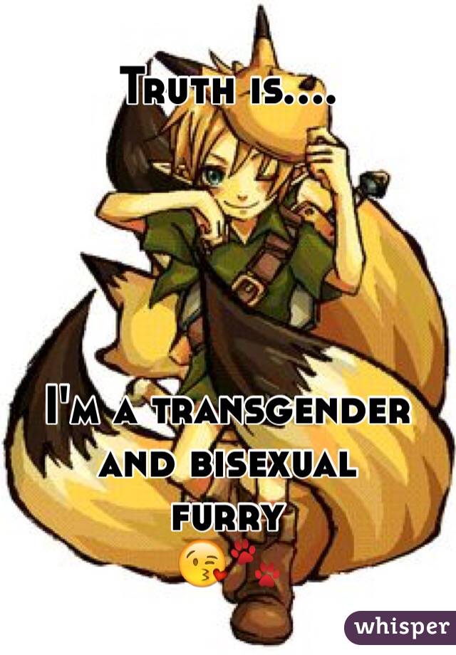 Truth is....





I'm a transgender 
        and bisexual          
                     furry 😘🐾