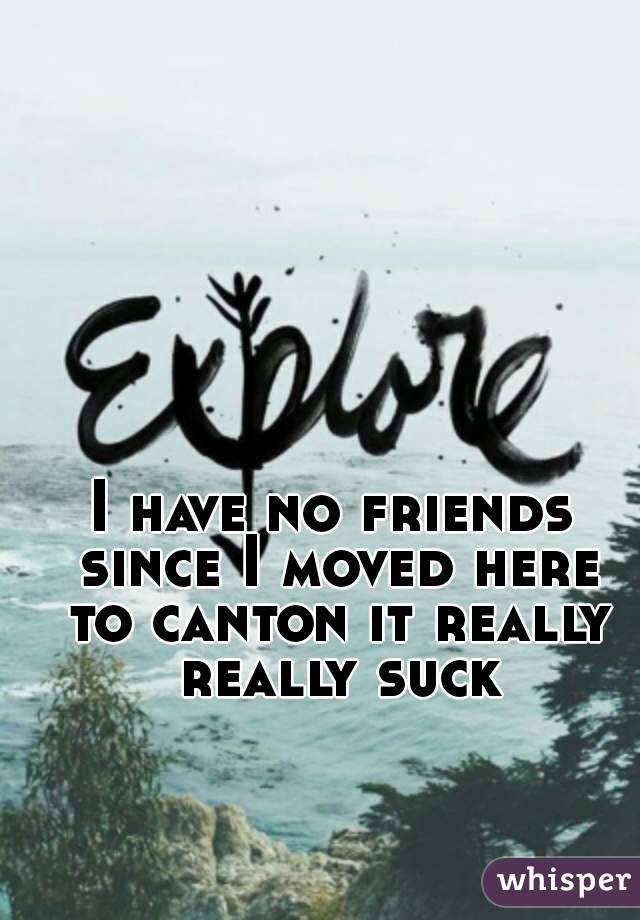 I have no friends since I moved here to canton it really really suck
