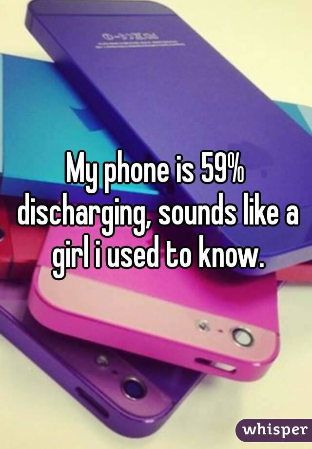 My phone is 59% discharging, sounds like a girl i used to know.