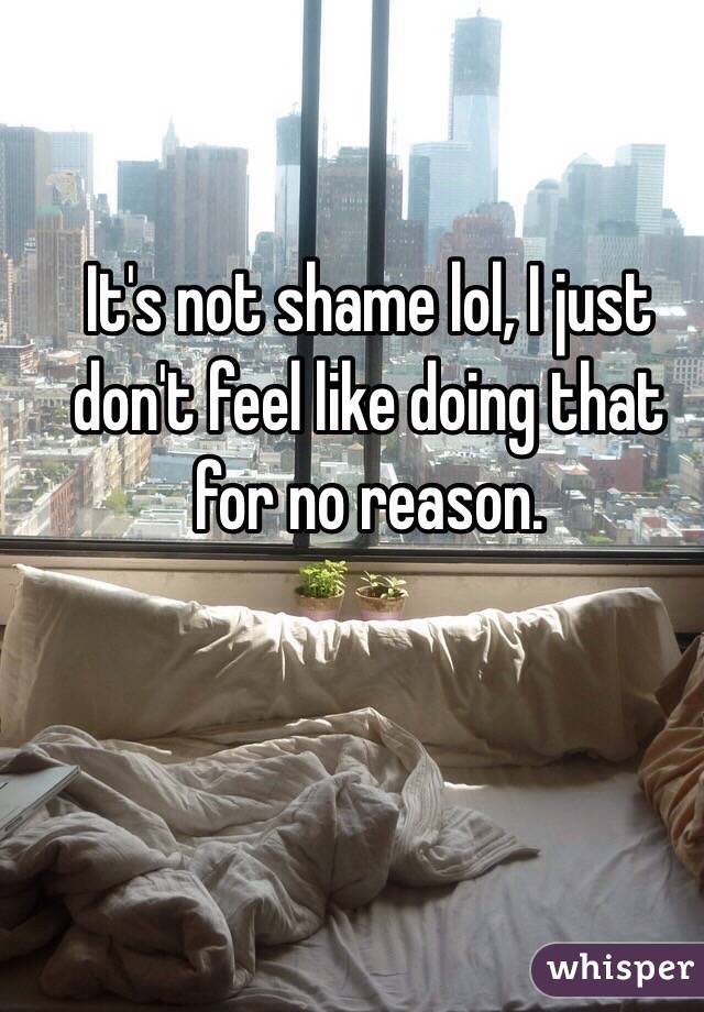 It's not shame lol, I just don't feel like doing that for no reason.