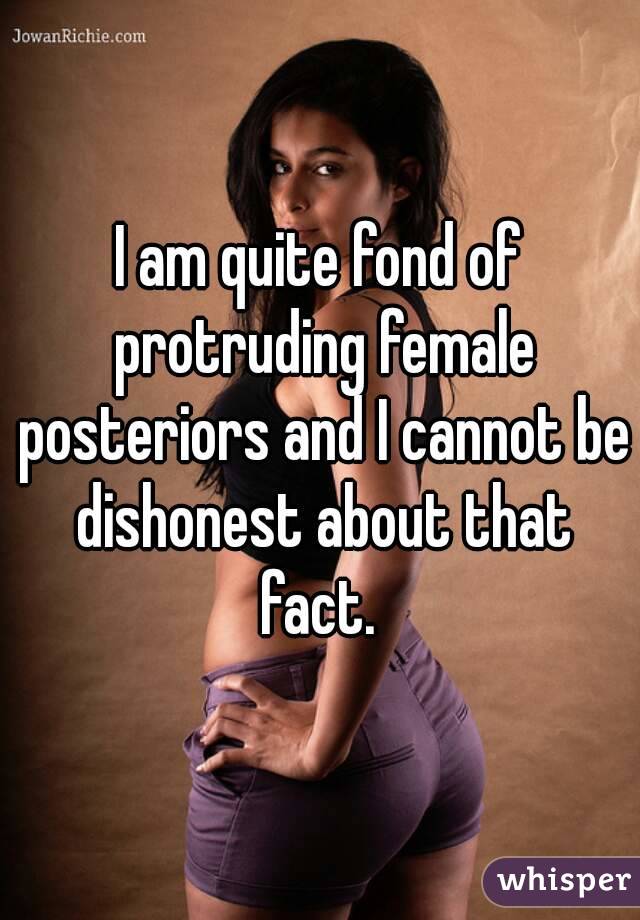 I am quite fond of protruding female posteriors and I cannot be dishonest about that fact. 