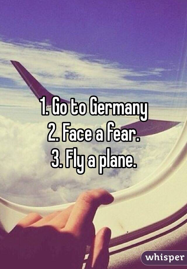 1. Go to Germany
2. Face a fear.
3. Fly a plane.