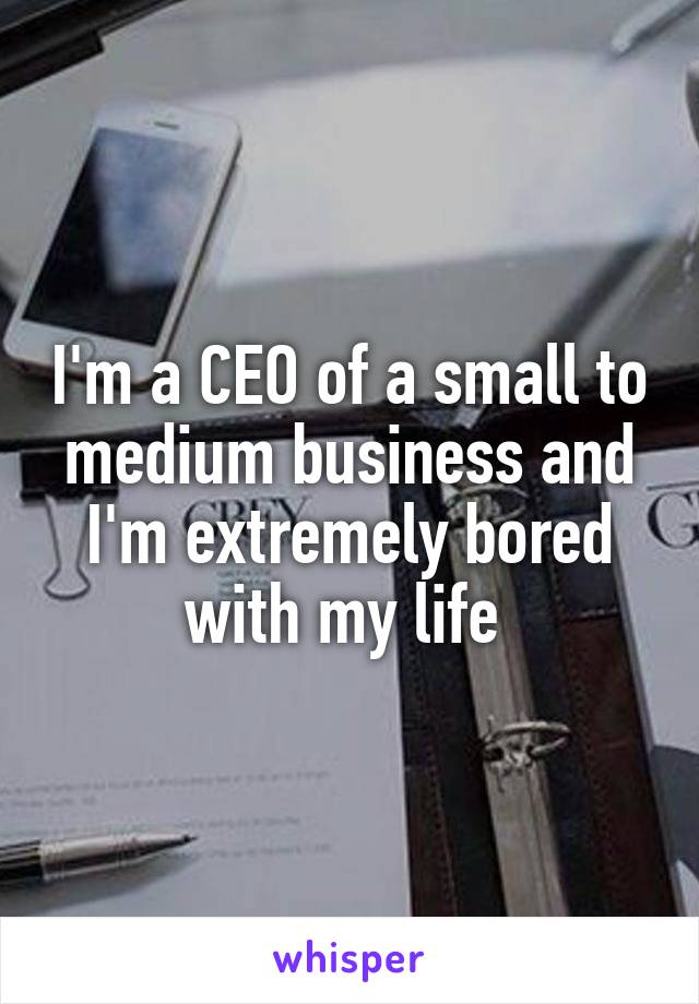 I'm a CEO of a small to medium business and I'm extremely bored with my life 