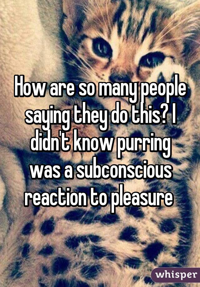 How are so many people saying they do this? I didn't know purring was a subconscious reaction to pleasure 