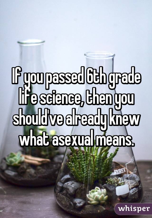 If you passed 6th grade life science, then you should've already knew what asexual means.