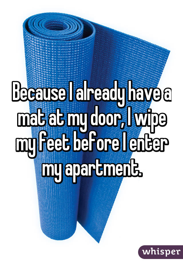 Because I already have a mat at my door, I wipe my feet before I enter my apartment.