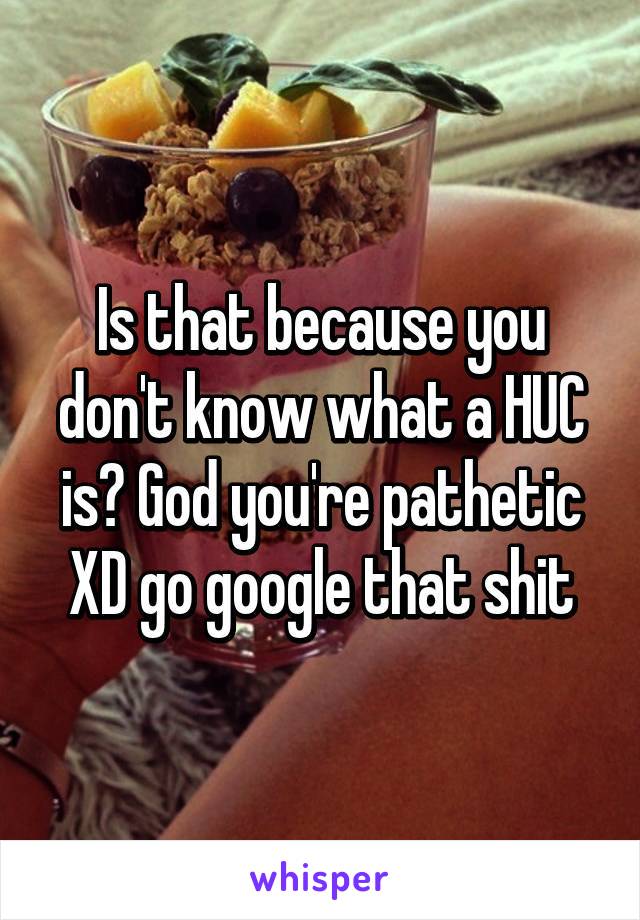 Is that because you don't know what a HUC is? God you're pathetic XD go google that shit