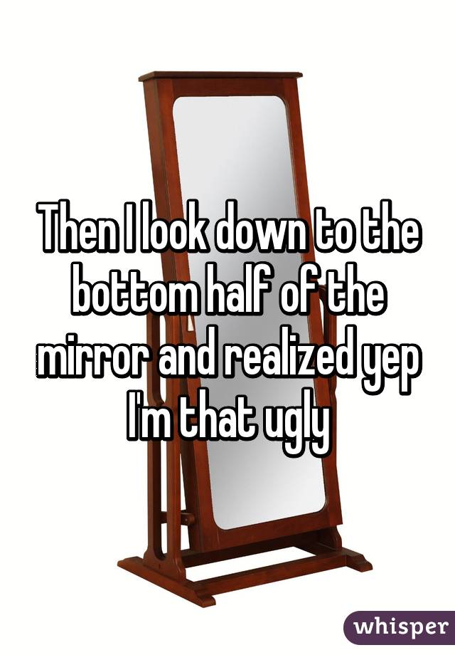 Then I look down to the bottom half of the mirror and realized yep I'm that ugly