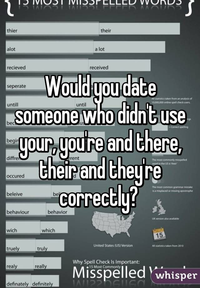 Would you date someone who didn't use your, you're and there, their and they're correctly? 