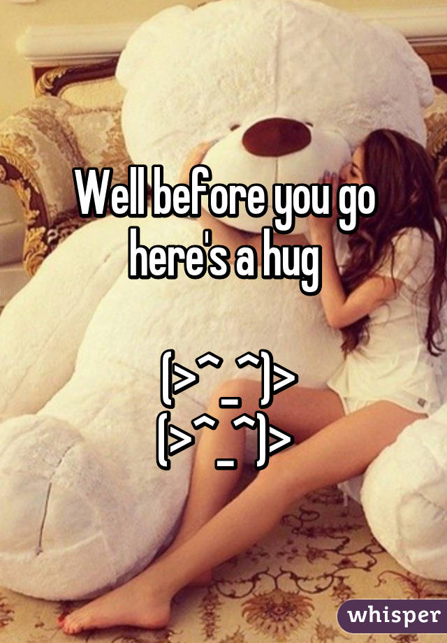 Well before you go here's a hug

 (>^_^)>
(>^_^)>