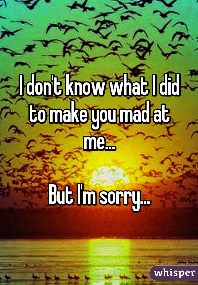 I don't know what I did to make you mad at me...

But I'm sorry...
