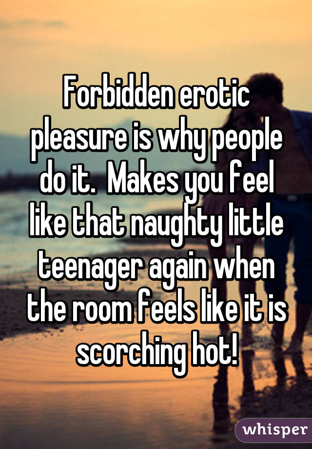 Forbidden erotic pleasure is why people do it.  Makes you feel like that naughty little teenager again when the room feels like it is scorching hot!