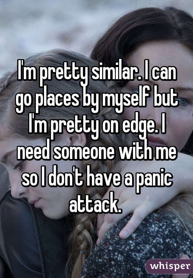 I'm pretty similar. I can go places by myself but I'm pretty on edge. I need someone with me so I don't have a panic attack. 