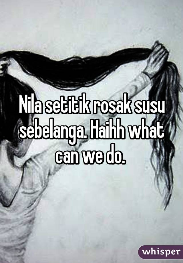 Nila setitik rosak susu sebelanga. Haihh what can we do. 