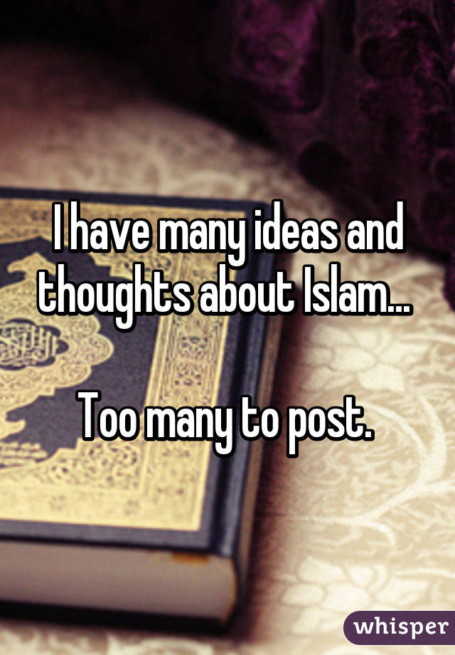 I have many ideas and thoughts about Islam... 

Too many to post. 