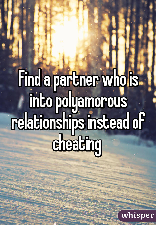 Find a partner who is into polyamorous relationships instead of cheating 