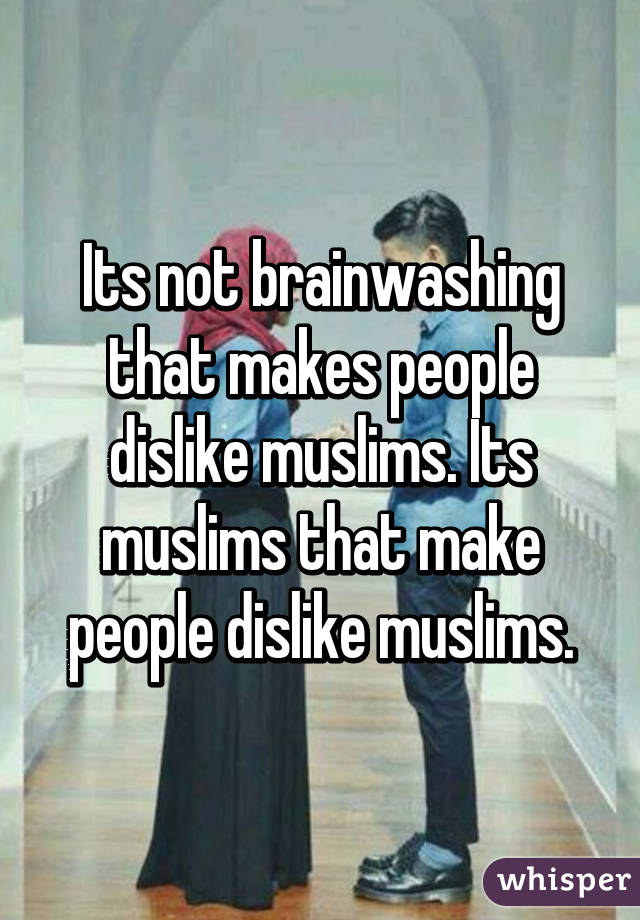 Its not brainwashing that makes people dislike muslims. Its muslims that make people dislike muslims.