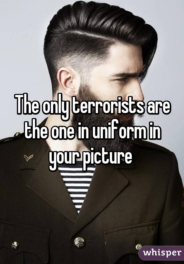 The only terrorists are the one in uniform in your picture 