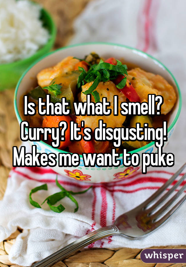 Is that what I smell? Curry? It's disgusting! Makes me want to puke