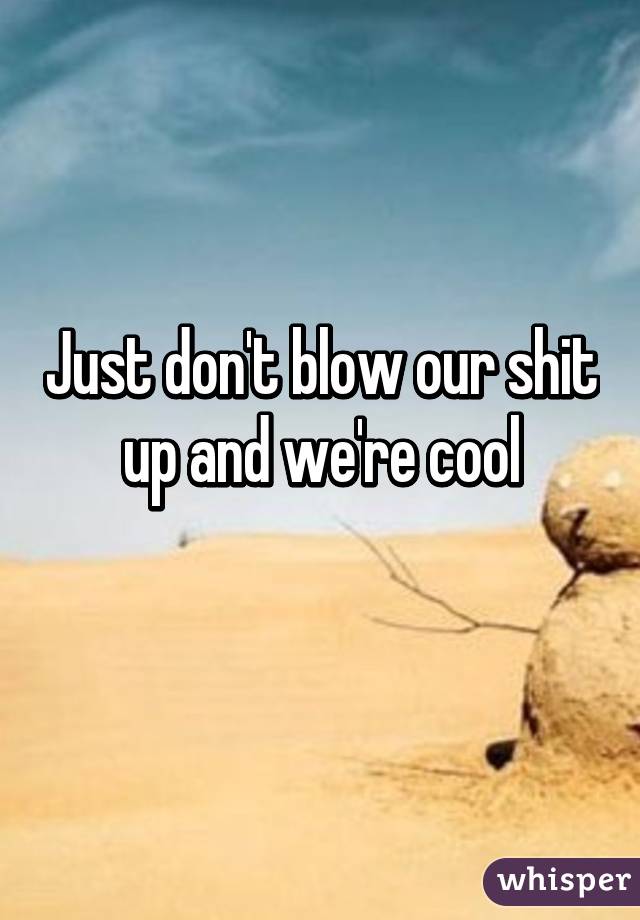 Just don't blow our shit up and we're cool
