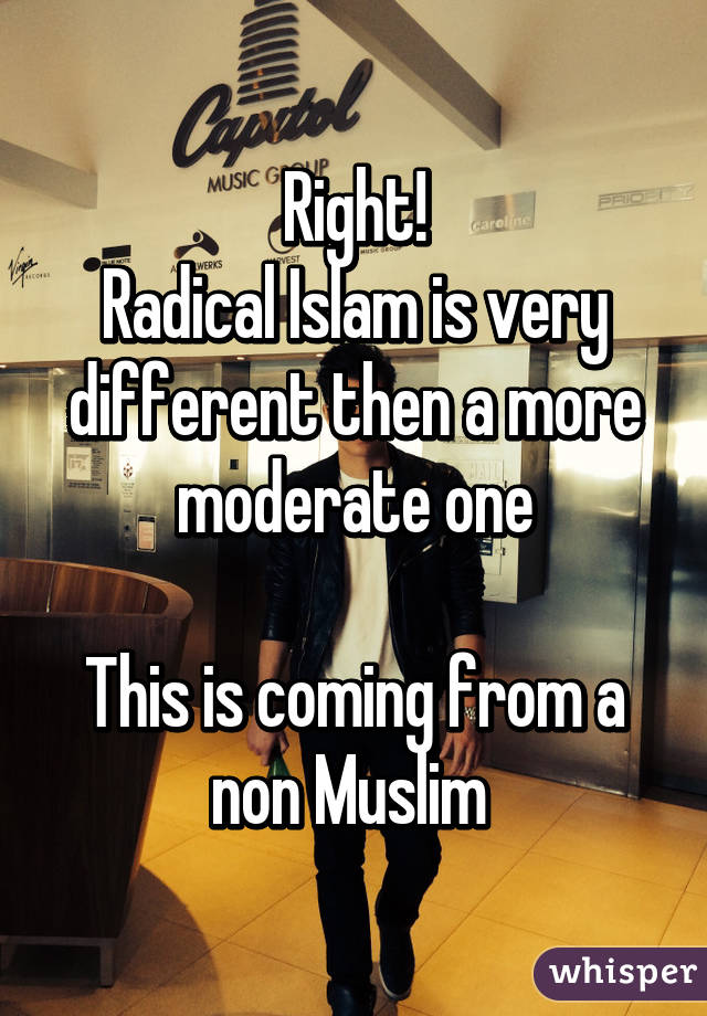 Right!
Radical Islam is very different then a more moderate one

This is coming from a non Muslim 