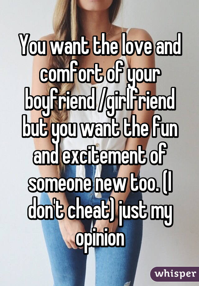 You want the love and comfort of your boyfriend /girlfriend but you want the fun and excitement of someone new too. (I don't cheat) just my opinion