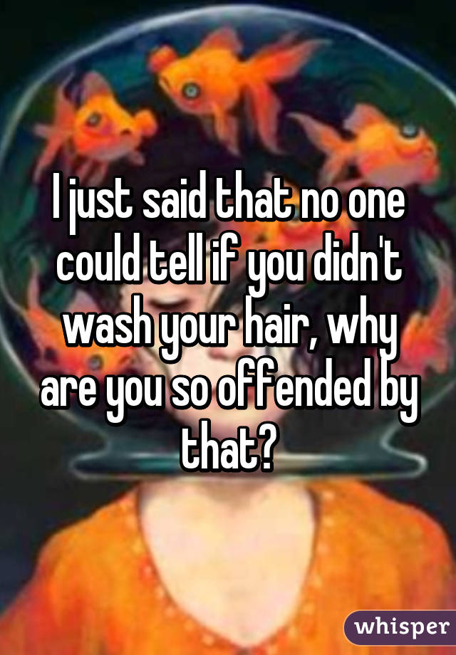 I just said that no one could tell if you didn't wash your hair, why are you so offended by that?