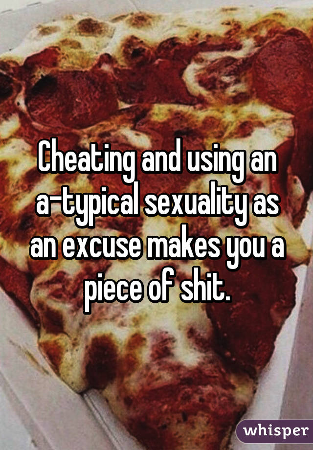 Cheating and using an a-typical sexuality as an excuse makes you a piece of shit.